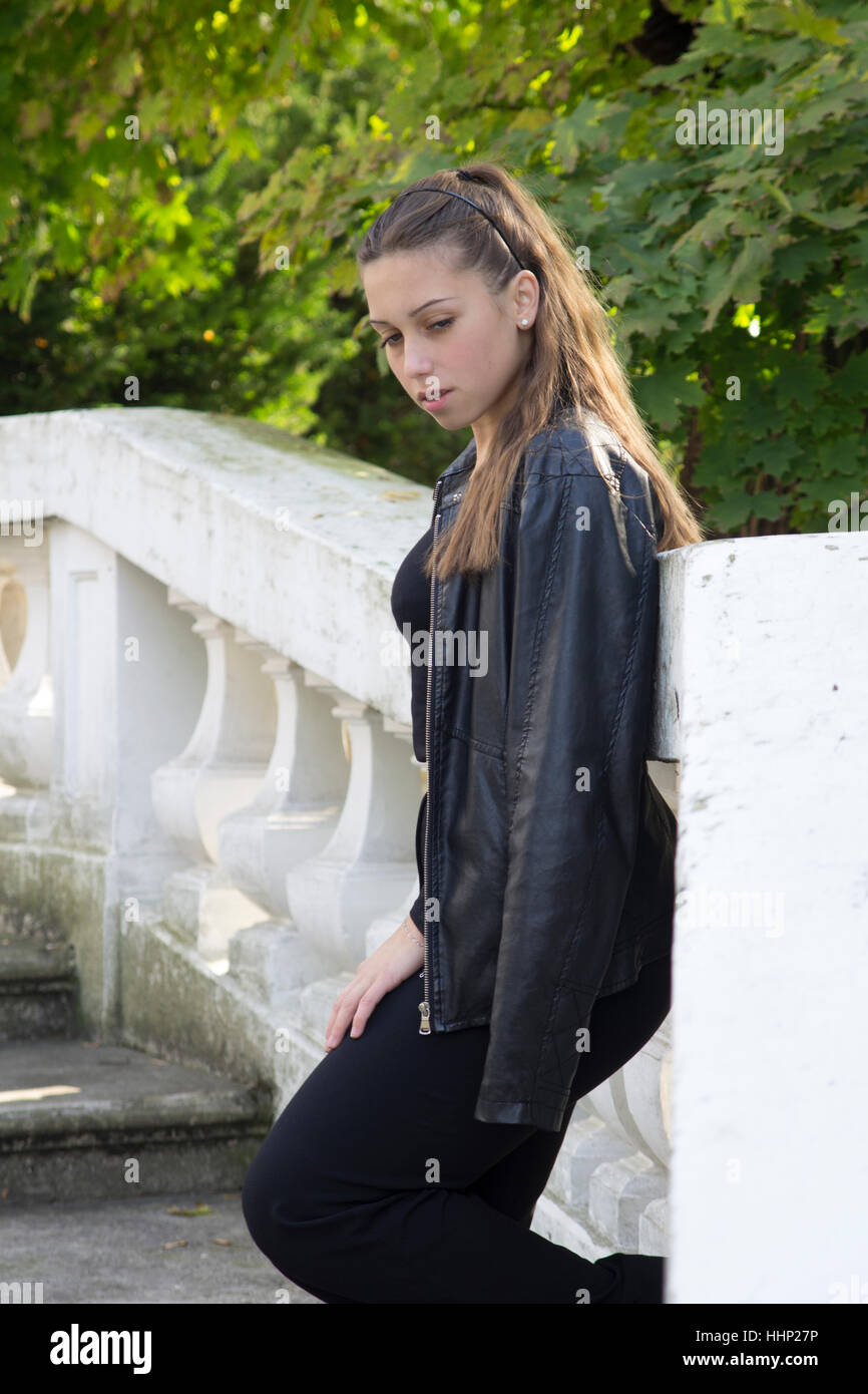 Beautiful young girl in nature, Selective focus and small depth of ...