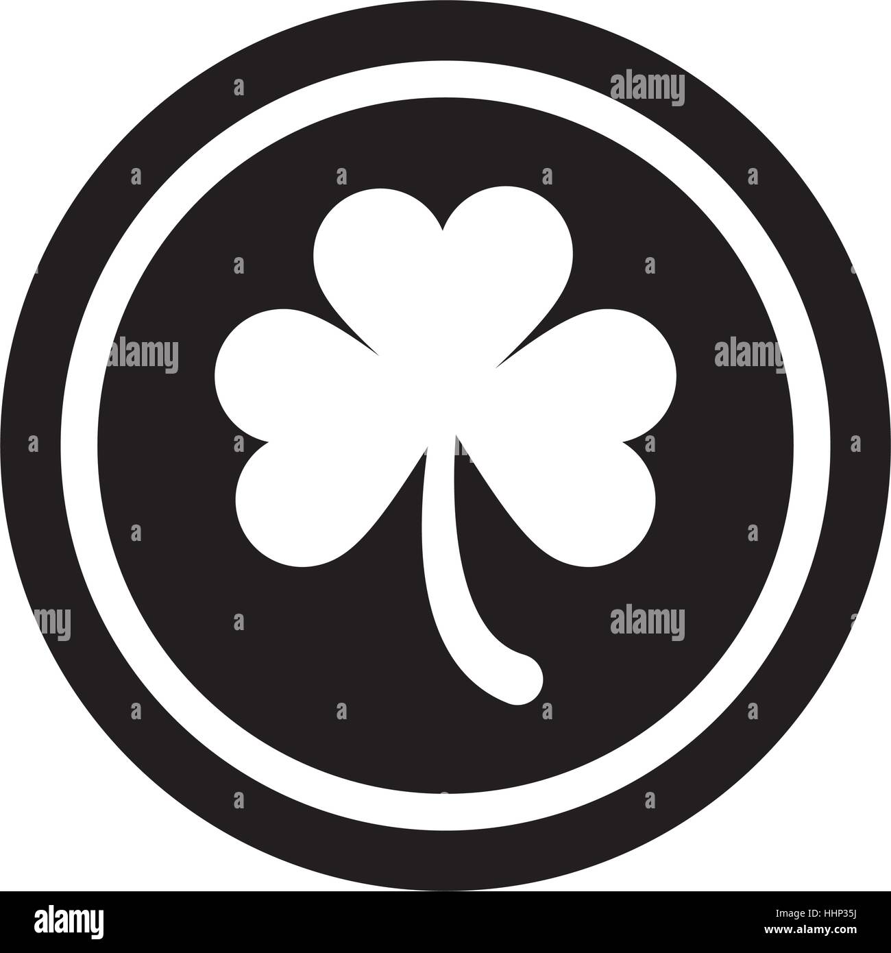 silhouette saint patrick day coin shamrock icon Stock Vector