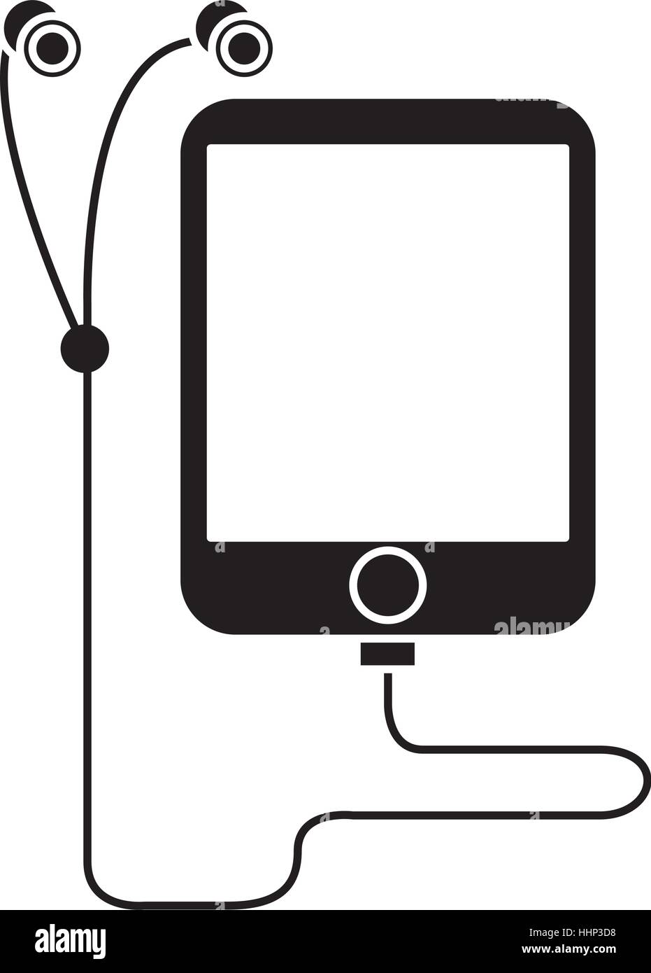 silhouette mp3 device play music earphones Stock Vector Image & Art - Alamy