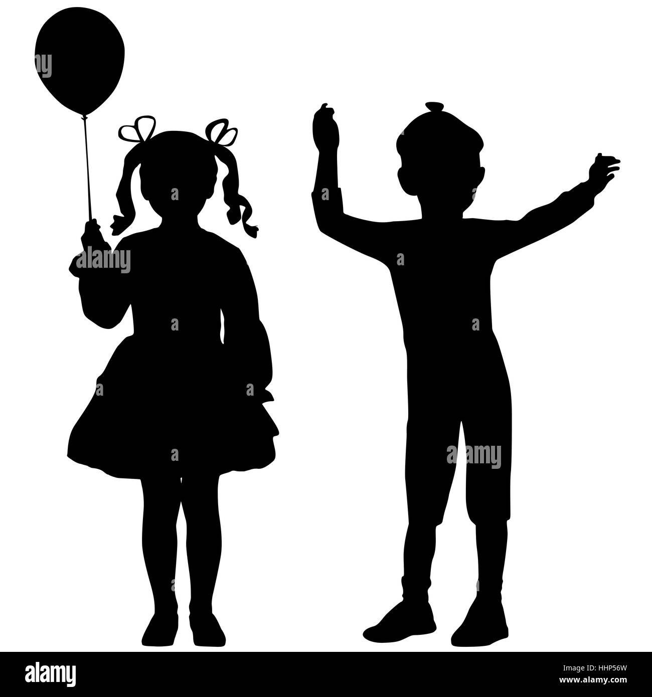 Boy Girl Silhouettes Black And White Stock Photos Images Alamy
