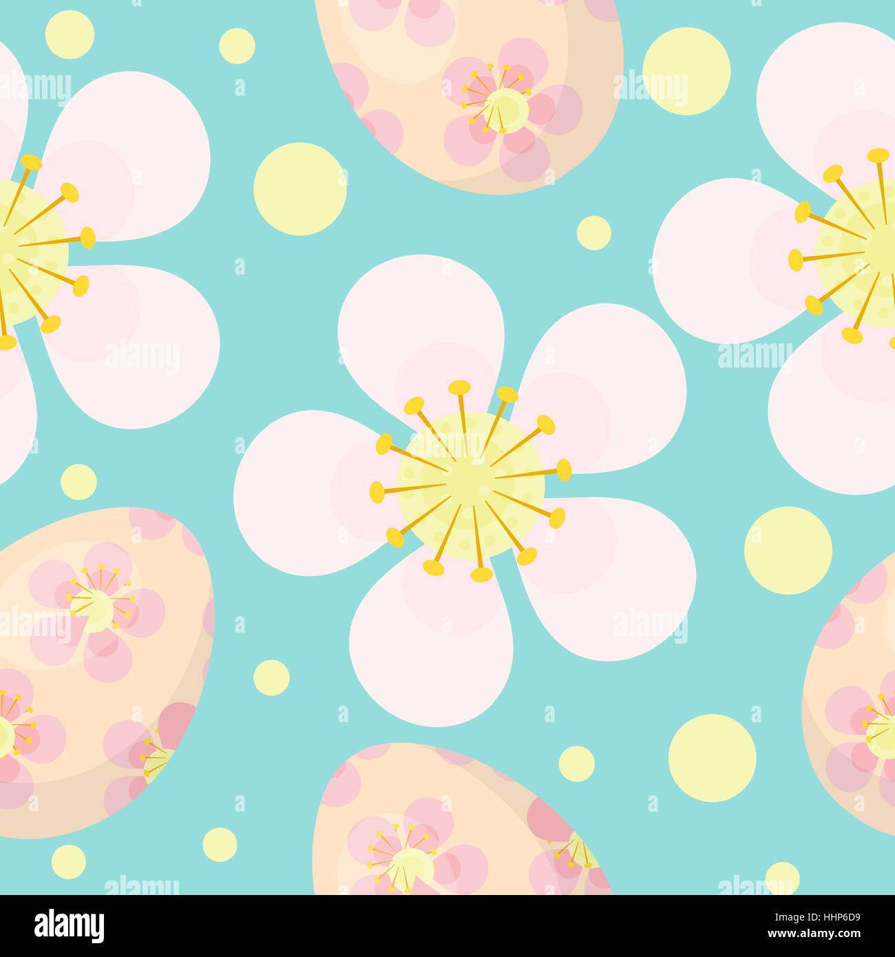 Cute Easter seamless pattern with eggs and flowers. Endless Spring ...