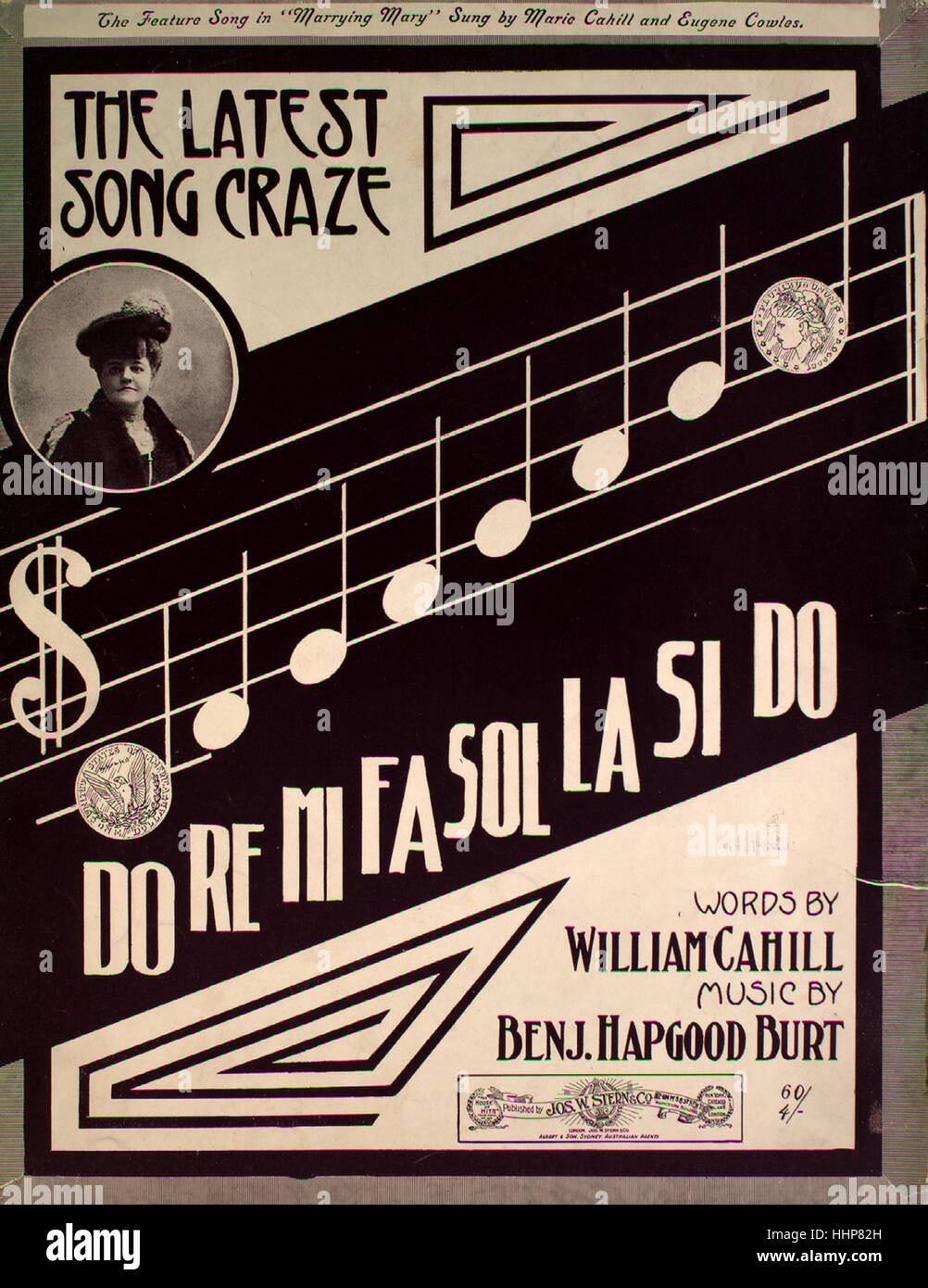 Sheet music cover image of the song 'The Latest Song Craze Do Re Mi Fa Sol  La Si Do', with original authorship notes reading 'Words by William Cahill  Music by Benj Hapwood