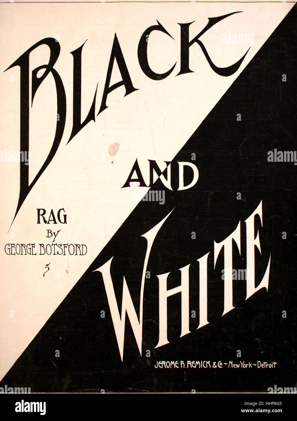 Sheet music cover image of the song 'Black and White Rag', with original authorship notes
