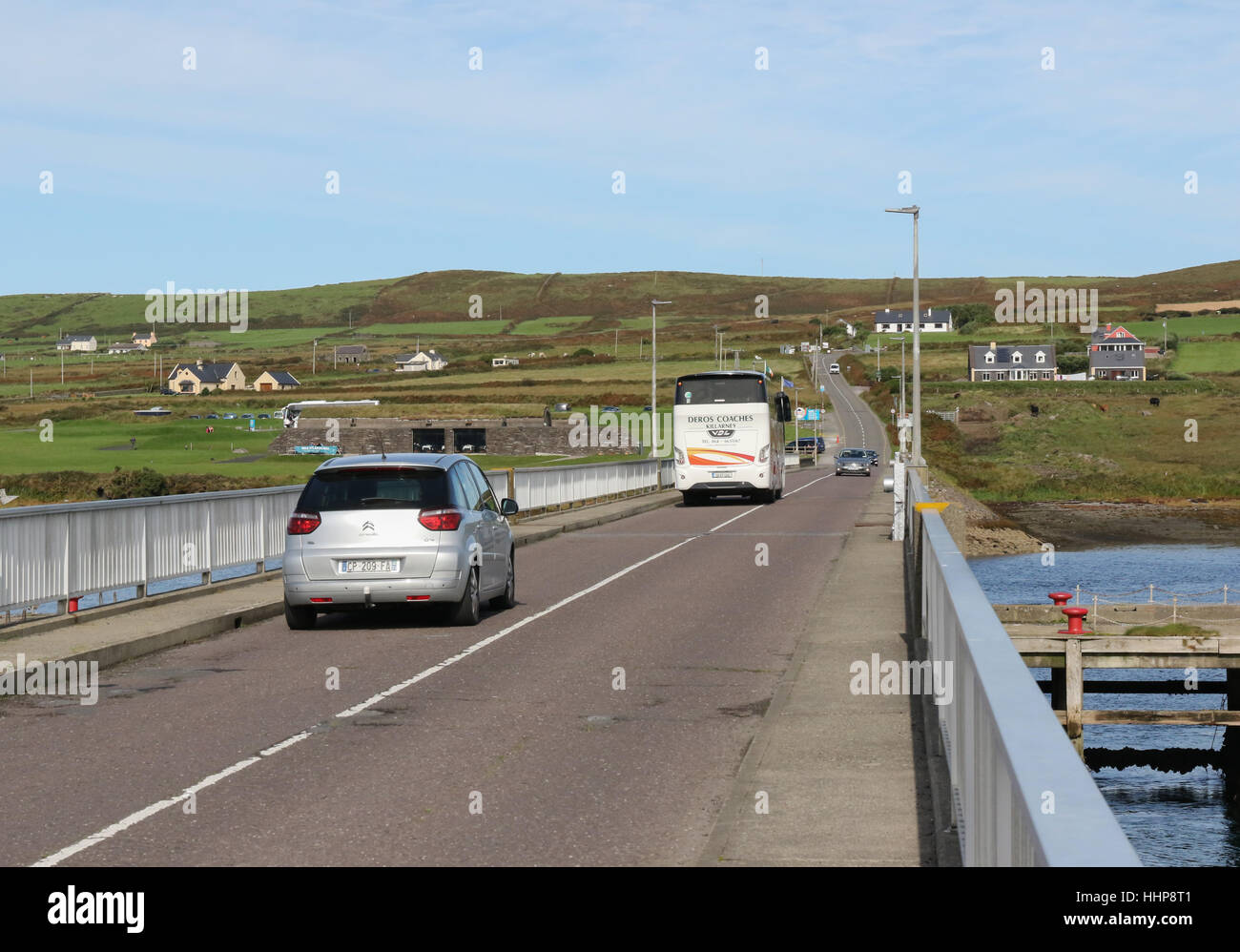 The road bridge between Valentia Island and Portmagee, County Kerry, Ireland. The traffic is