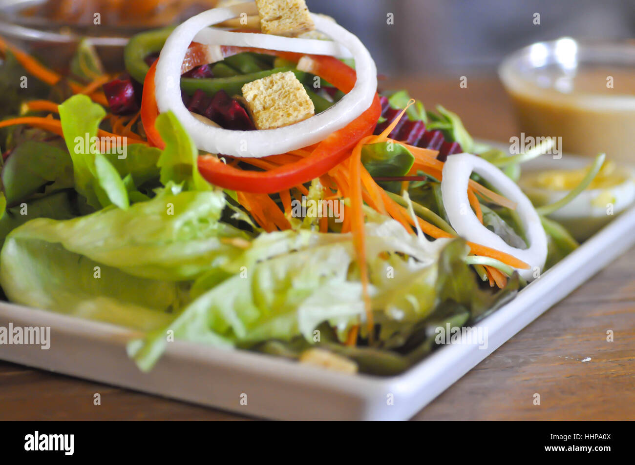 vegetable salad dish with thousand island dressing Stock Photo Alamy