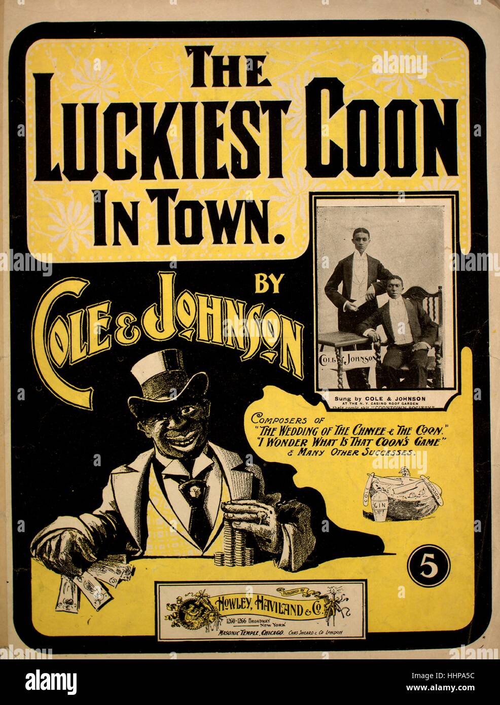 Sheet music cover image of the song 'The Luckiest Coon in Town', with