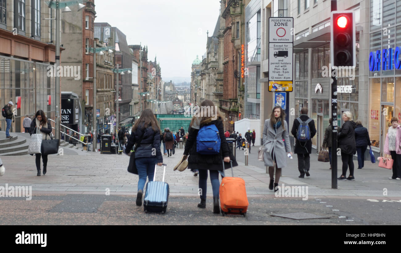 Glasgow tourist travelers visiting the city Stock Photo