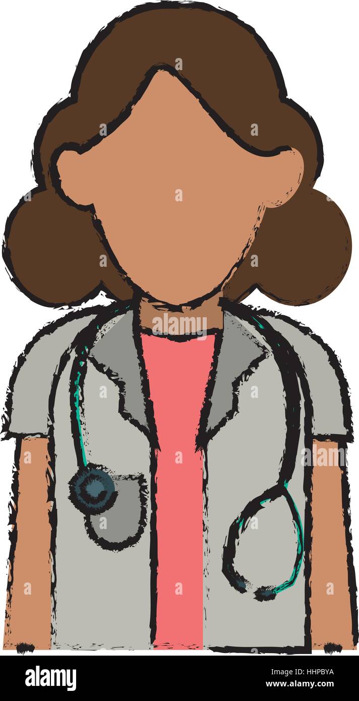 cartoon doctor woman stethoscope medical professional Stock Vector ...