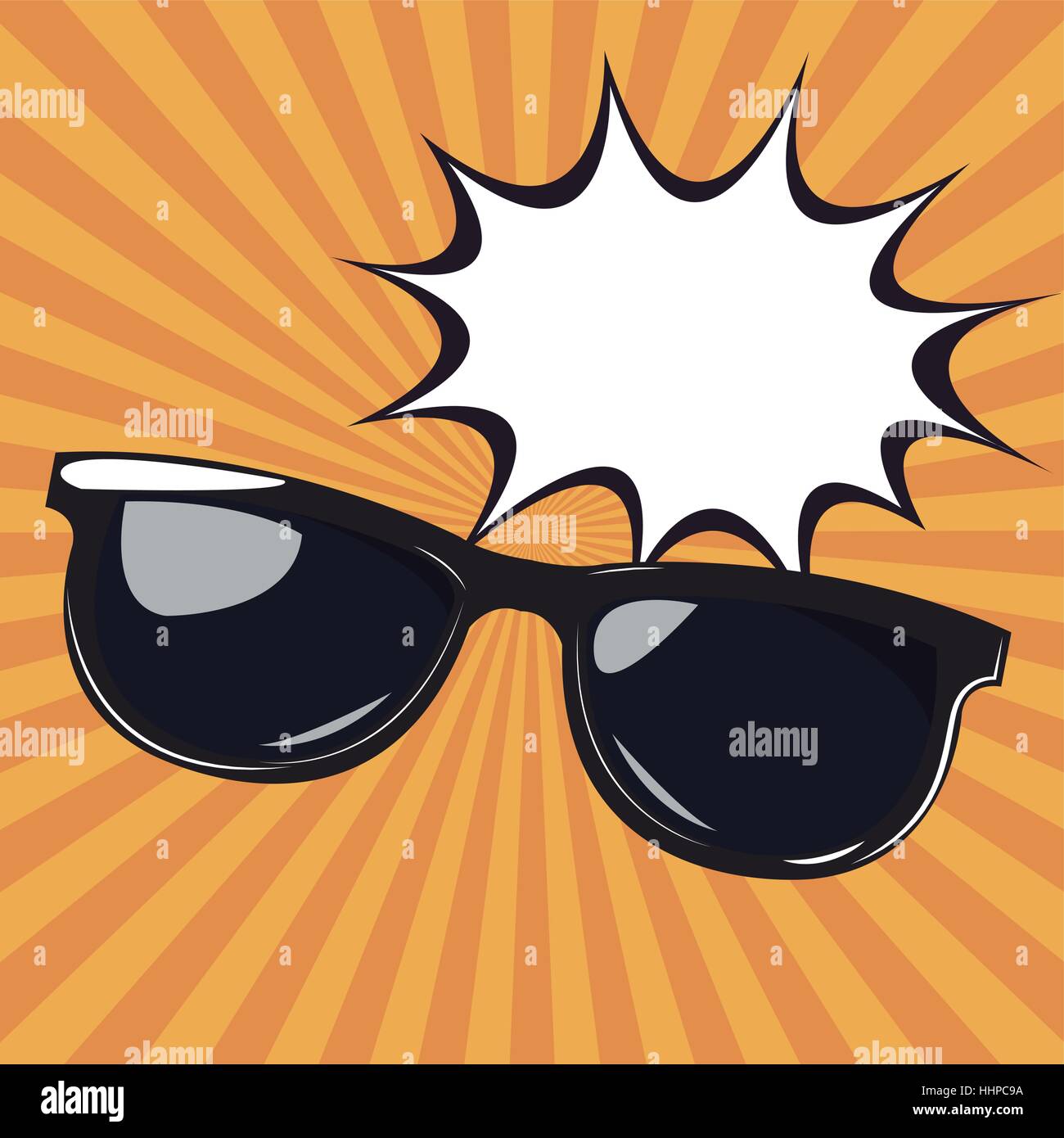 pop art sunglasses with bubble speech yellow stripes background Stock  Vector Image & Art - Alamy