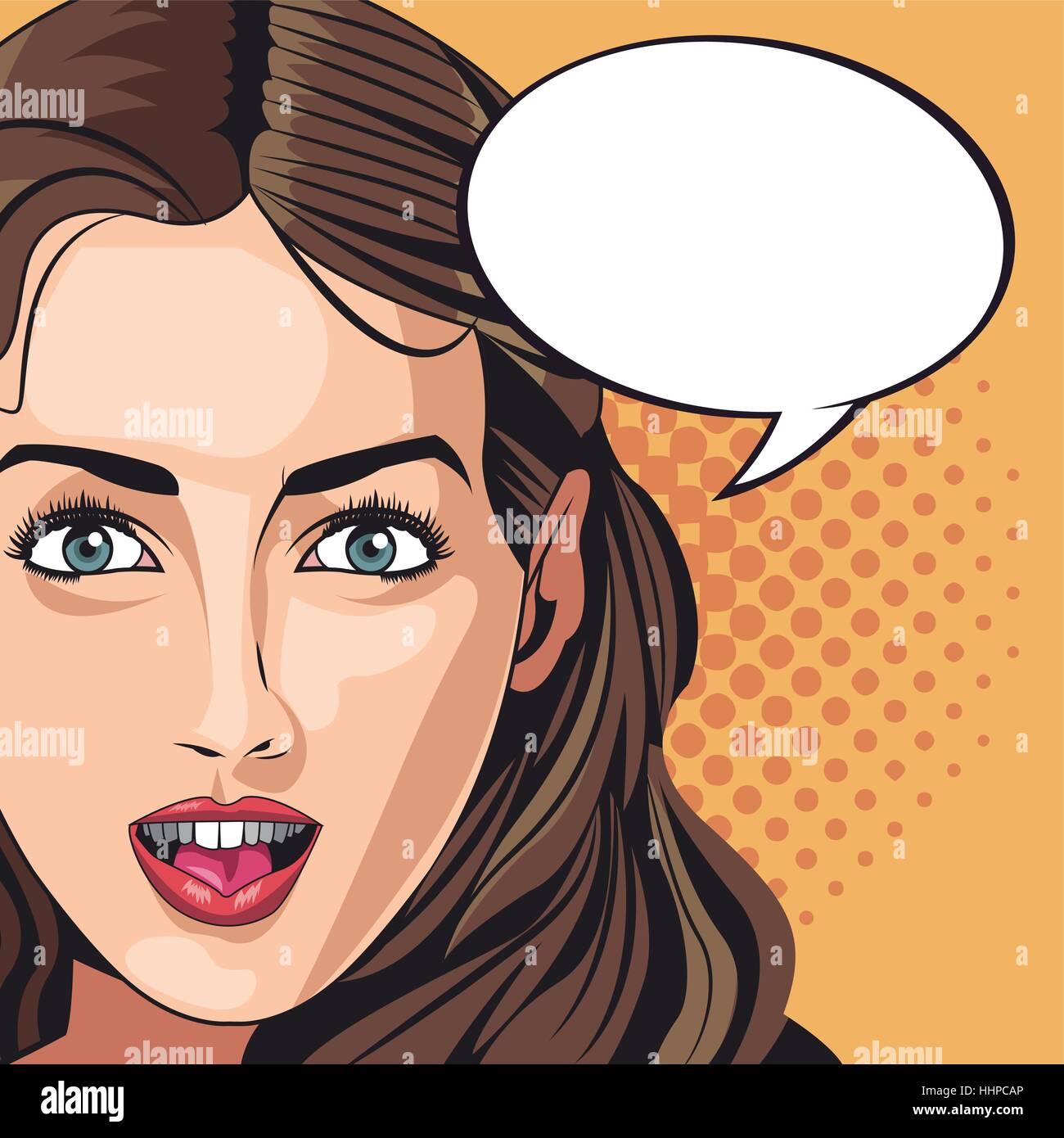 pop art woman vogue style bubble speech dotted background Stock Vector ...