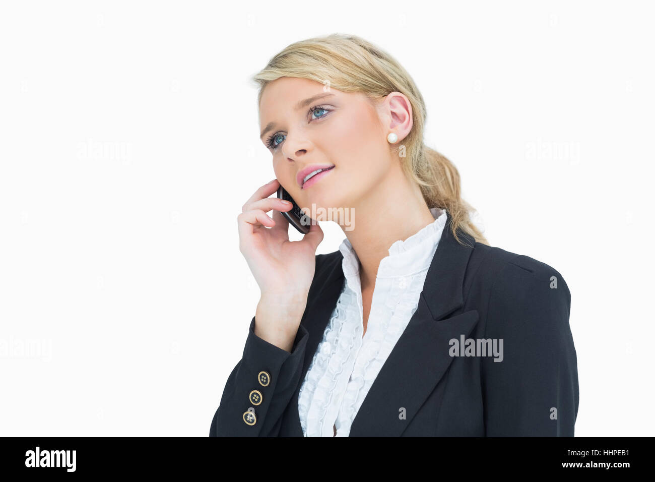Blonde business woman talking on phone Stock Photo - Alamy