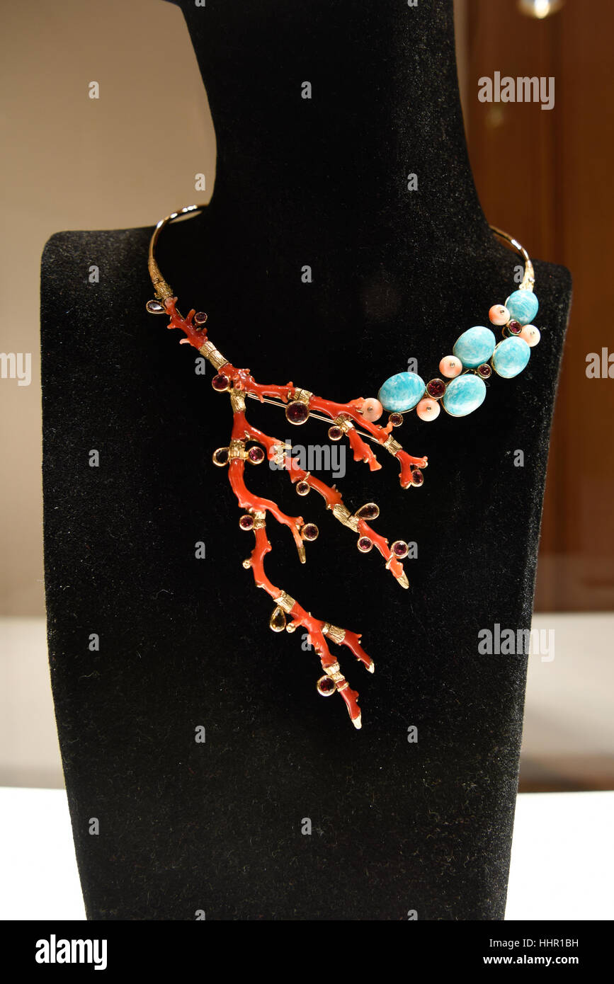 Paris, France. 19th Jan, 2017. A piece of Maxim's jewelry in Paris, France. The fashion designer Pierre Cardin on Thursday inaugurated the Maxim's jewelries. Credit: Chen Yichen/Xinhua/Alamy Live News Stock Photo