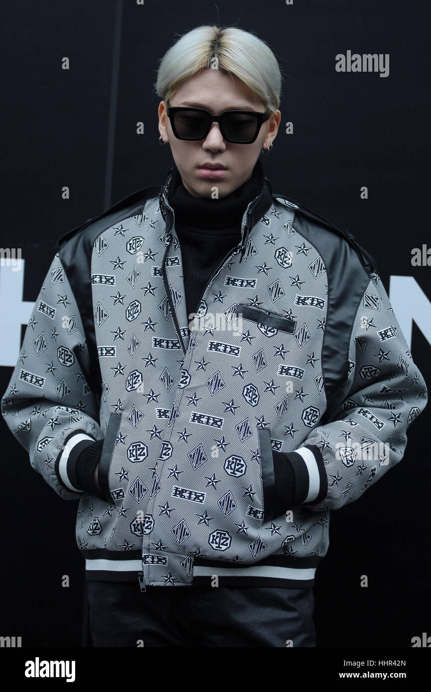 Street Style Fashion From Day Three Of London Fashion Week Men S On 8th January 17 Image Shows Ex Block B South Korean Rapper Zico Wearing A Jacket By Ktz While Arriving At