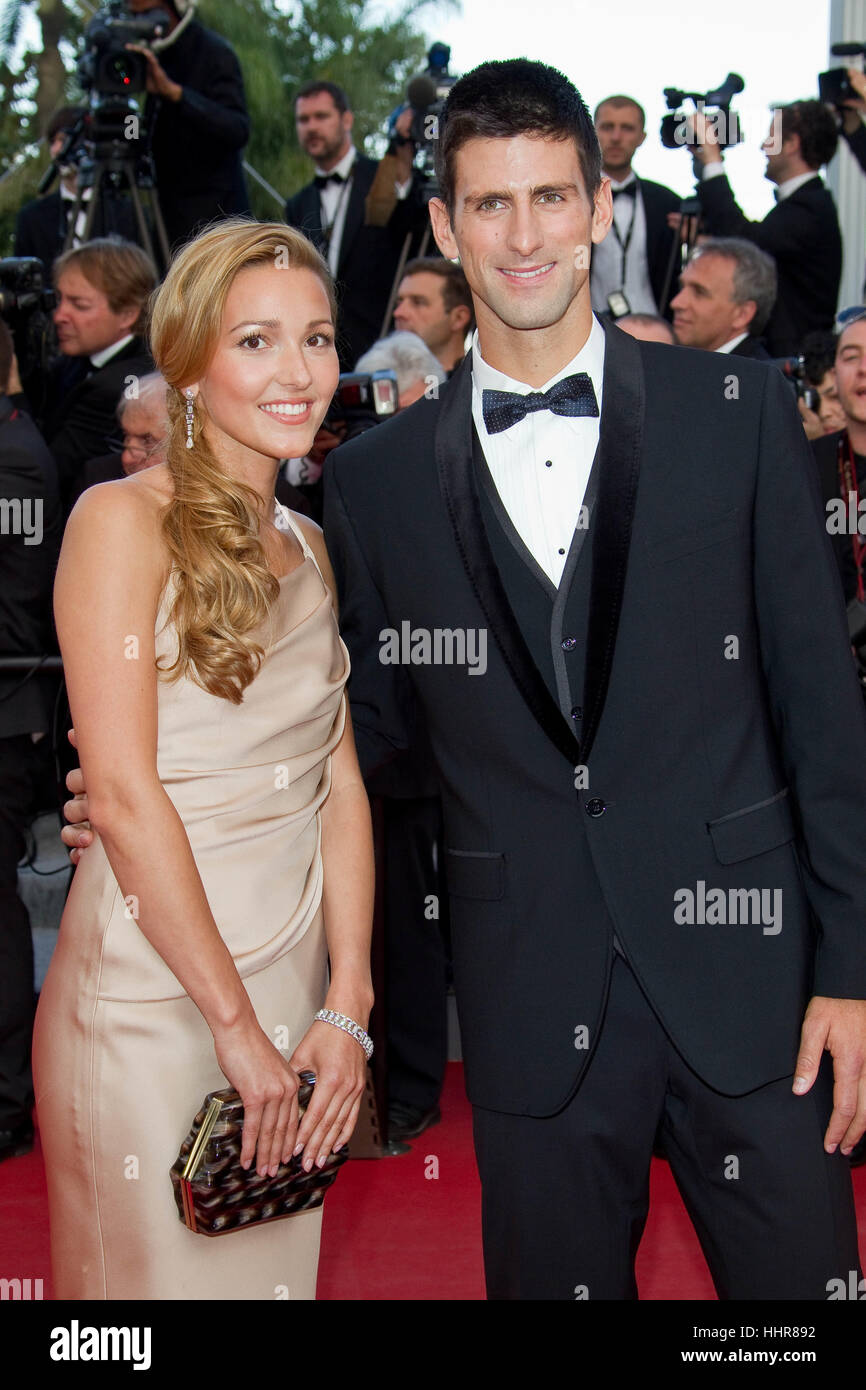 Tennis player Novak Djokovic and his girlfriend Jelena Ristic attend