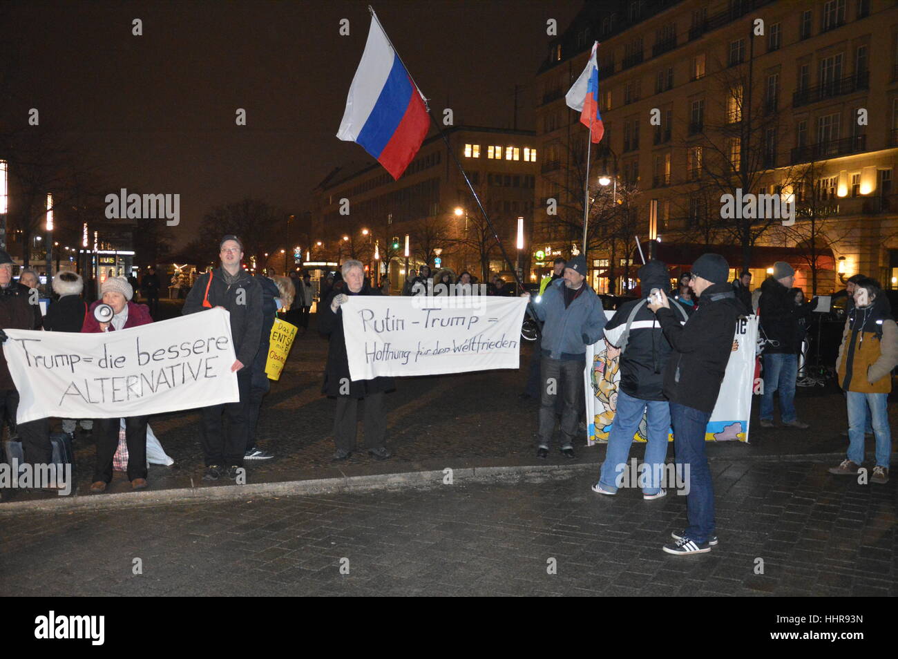 Berlin, Germany. 20th Jan, 2017. Pro-Trump rally with Russian flags in Berlin Credit: Markku Rainer Peltonen/Alamy Live News Stock Photo