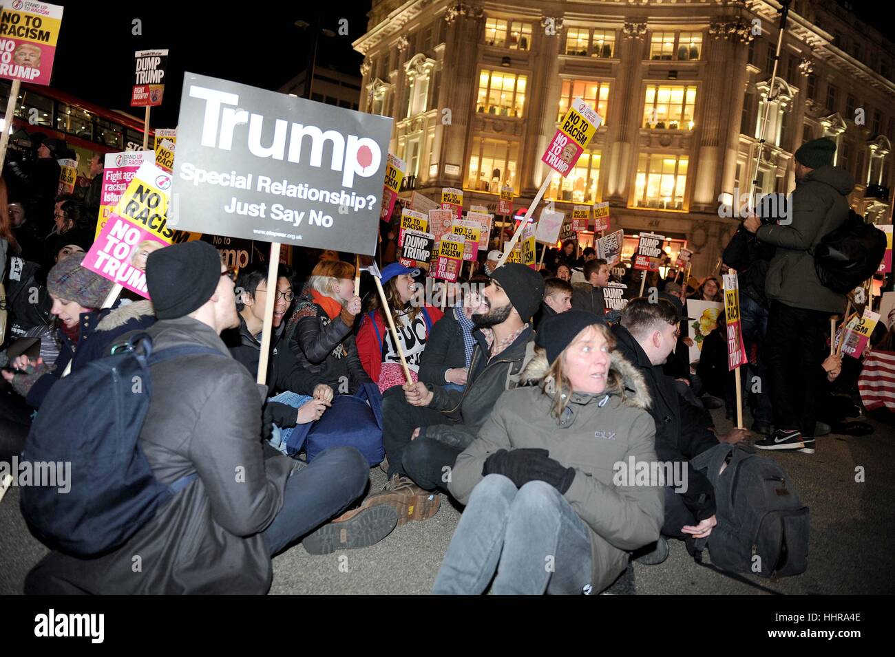 London, UK. 20th Jan, 2017. Donald Trump protest goes on an unofficial march through London from the US Embassy in London, UK Credit: Dorset Media Service/Alamy Live News Stock Photo