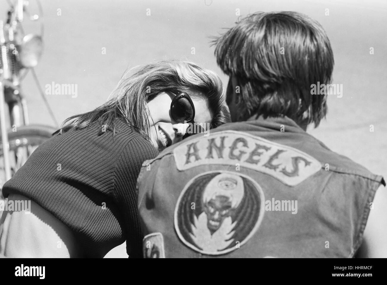 Nancy Sinatra on the set of the 1966 Roger Corman film, “The Wild Angels” Stock Photo