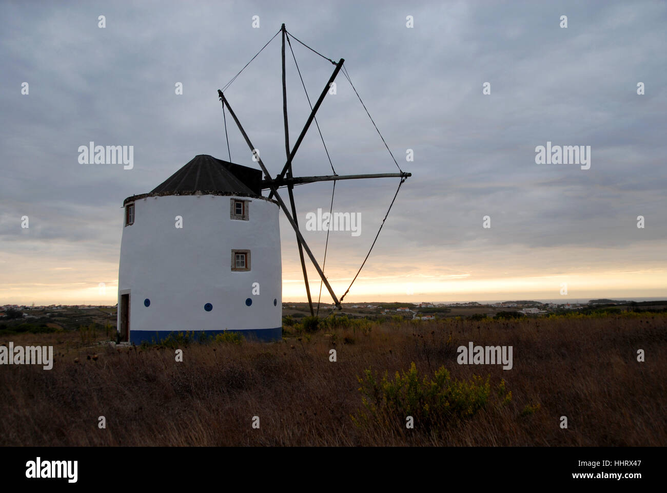 sunset, europe, portugal, coast, windmill, idyll, traveling, trip, journey, Stock Photo
