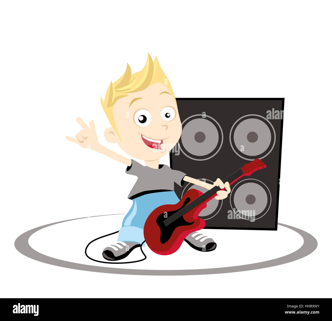 plays illustration of a boy playing guitar Stock Photo