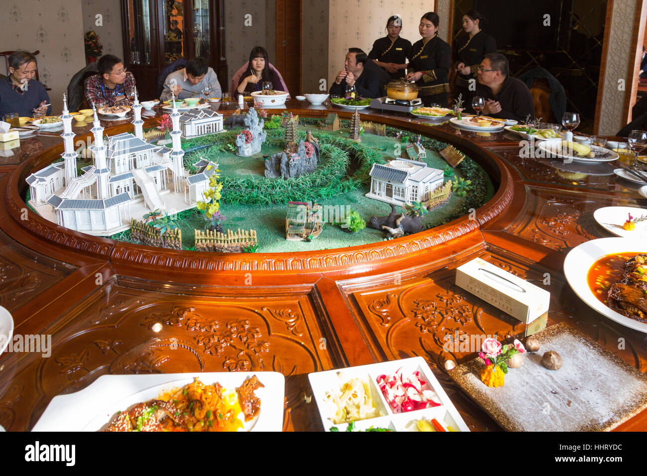 Chinese banquet, Wuzhong, Ningxia province, China Stock Photo