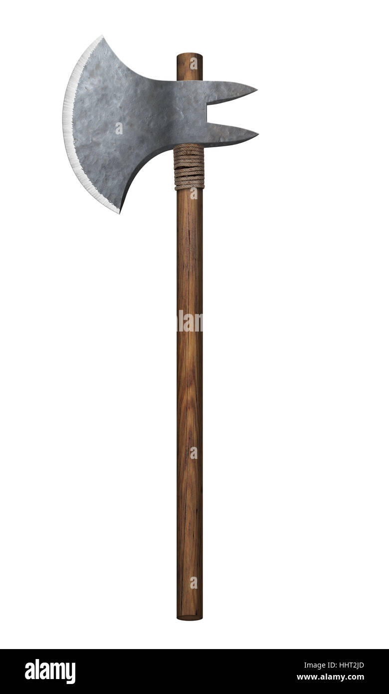 Medieval battle-axe isolated Stock Photo