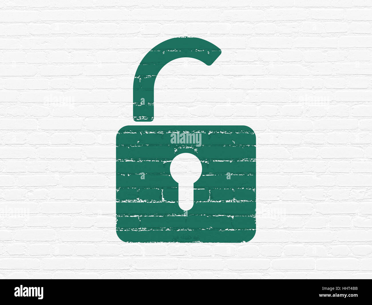 Security concept: Opened Padlock on wall background Stock Photo - Alamy