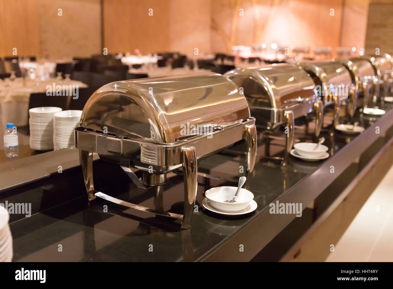 lunch dinner buffet food catering banquet in hotel restaurant Stock