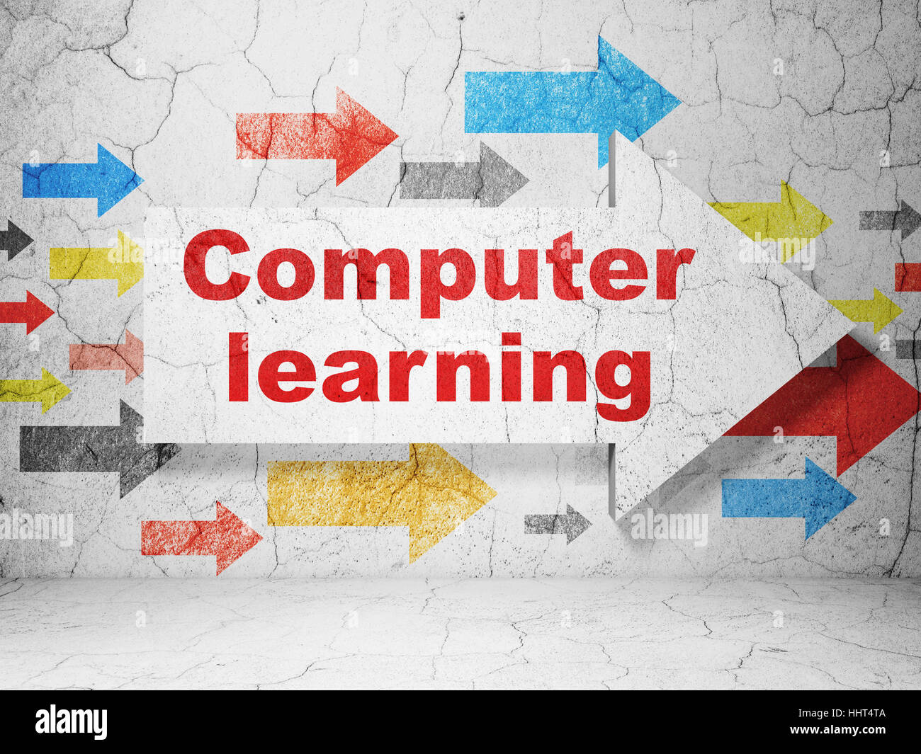 Education concept: arrow with Computer Learning on grunge wall ...