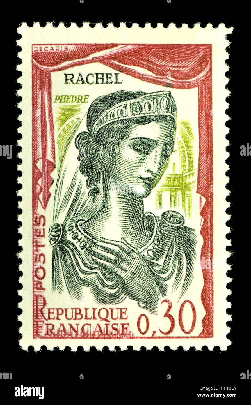 French postage stamp (1961 - French Actors and Actresses) : Rachel Félix / Elizabeth-Rachel Félix / 'Madmoiselle Rachel (1821-1858) in the role of Phi Stock Photo