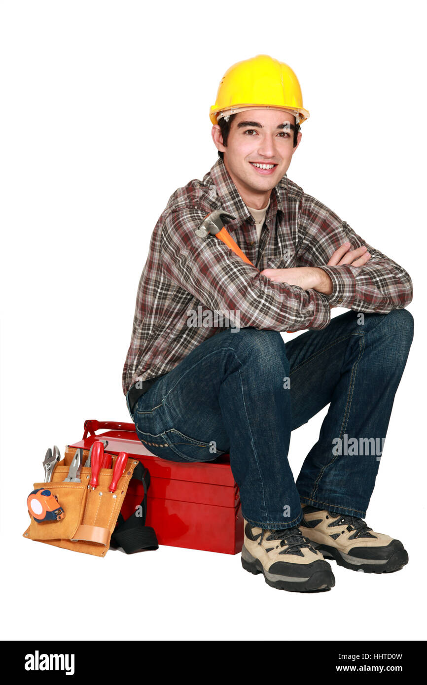 blue, craftsman, tradesman, handicraftsman, blank, european, caucasian, belt, Stock Photo