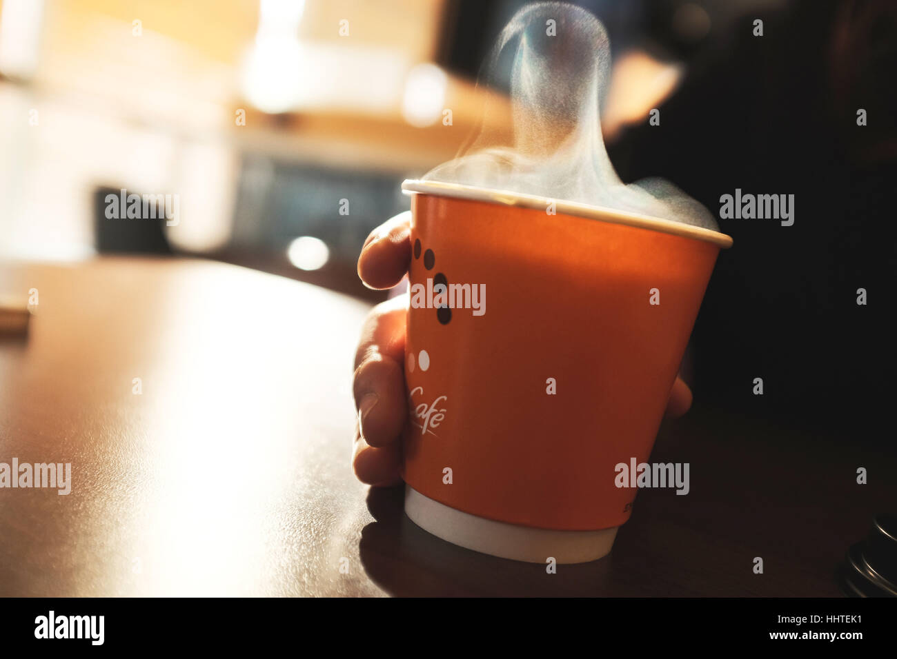 drinking hot coffee Stock Photo Alamy