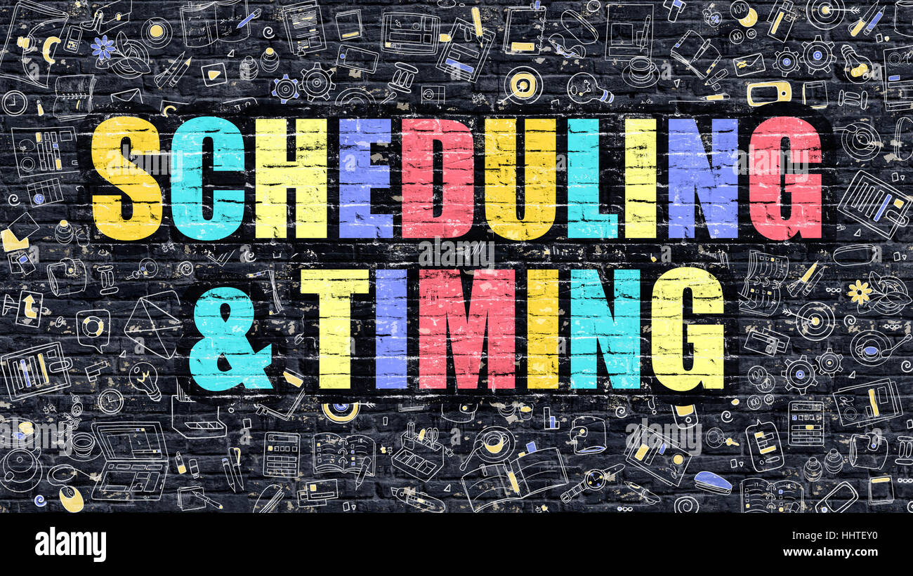 Scheduling and Timing in Multicolor. Doodle Design. Stock Photo