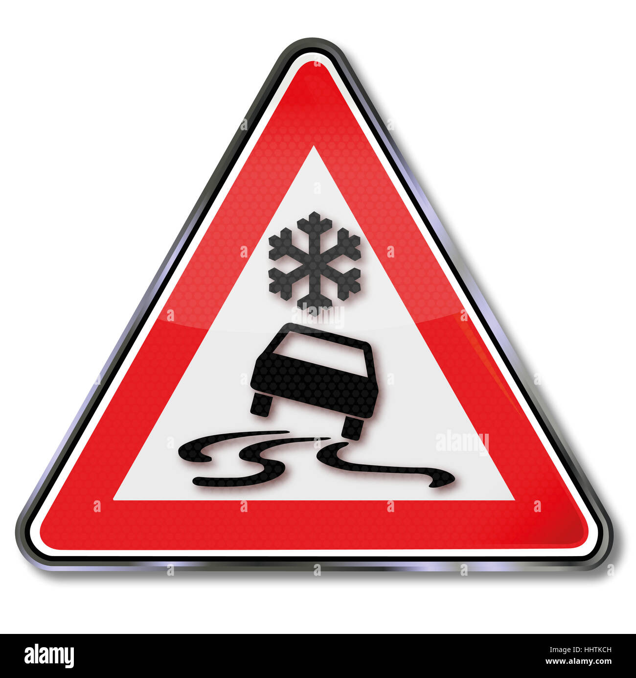 sign skidding on ice and snow Stock Photo