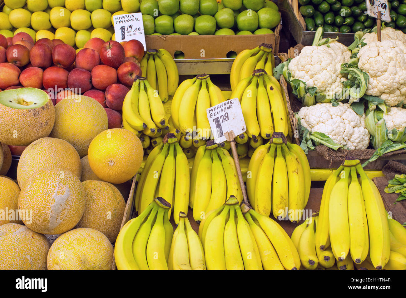 fruit, apples, apple, bananas, melons, red, yellow, food, aliment