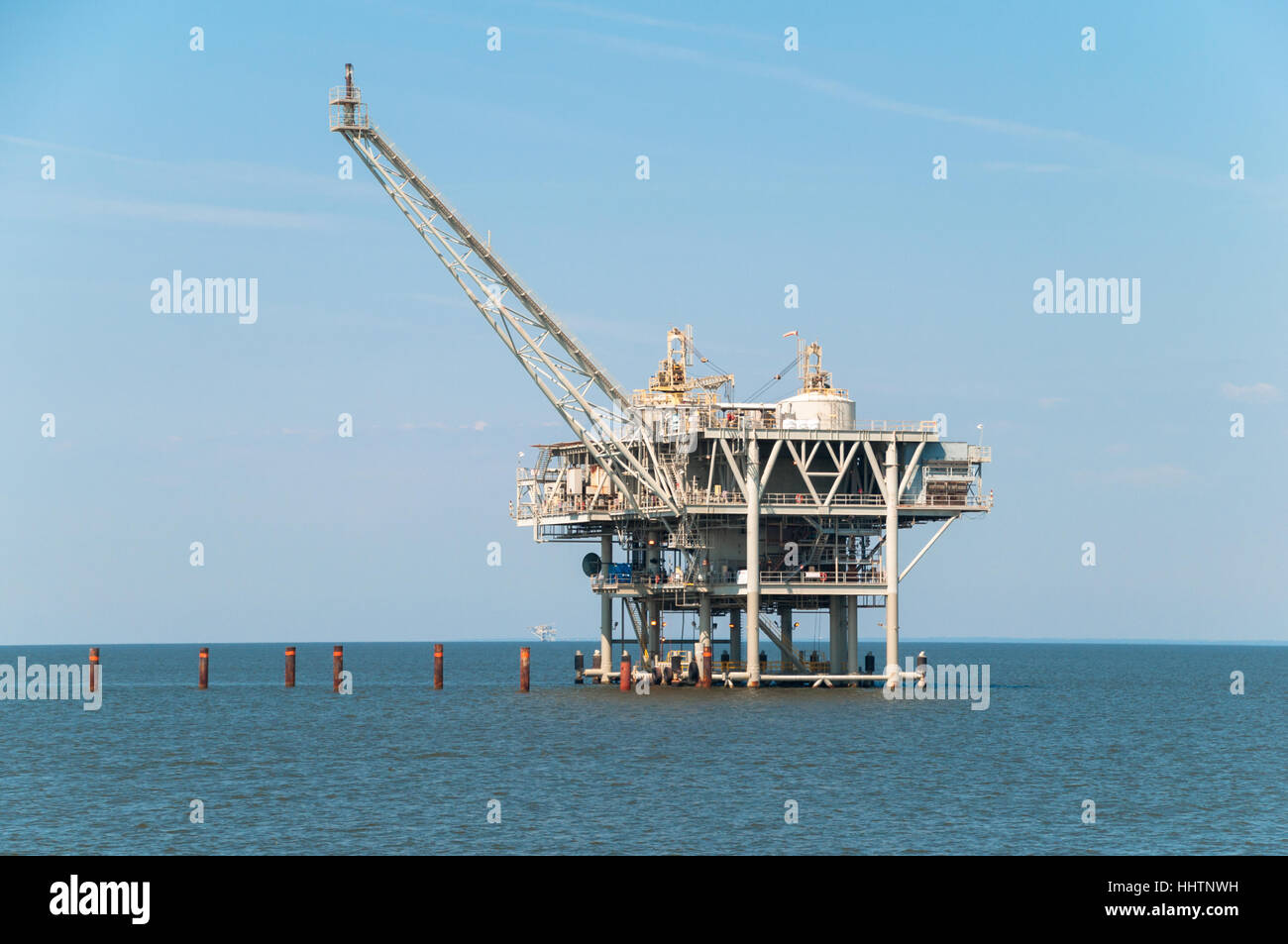 Offshore oil rig in the ocean Stock Photo