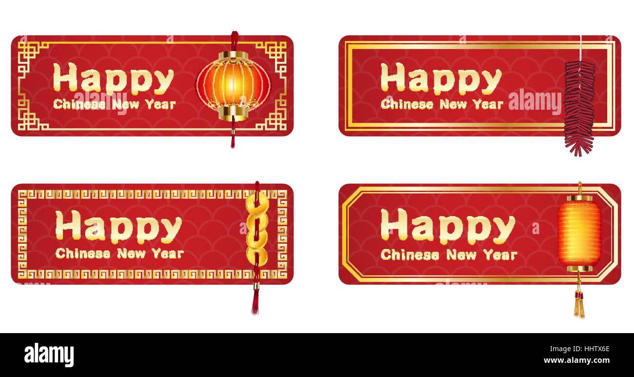 happy chinese new year with a chinese gold and lantern Stock Vector