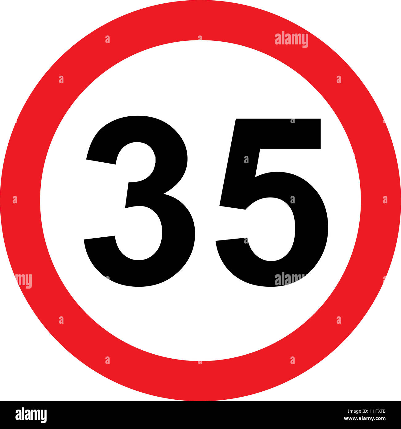 35 speed limitation road sign on white background Stock Photo