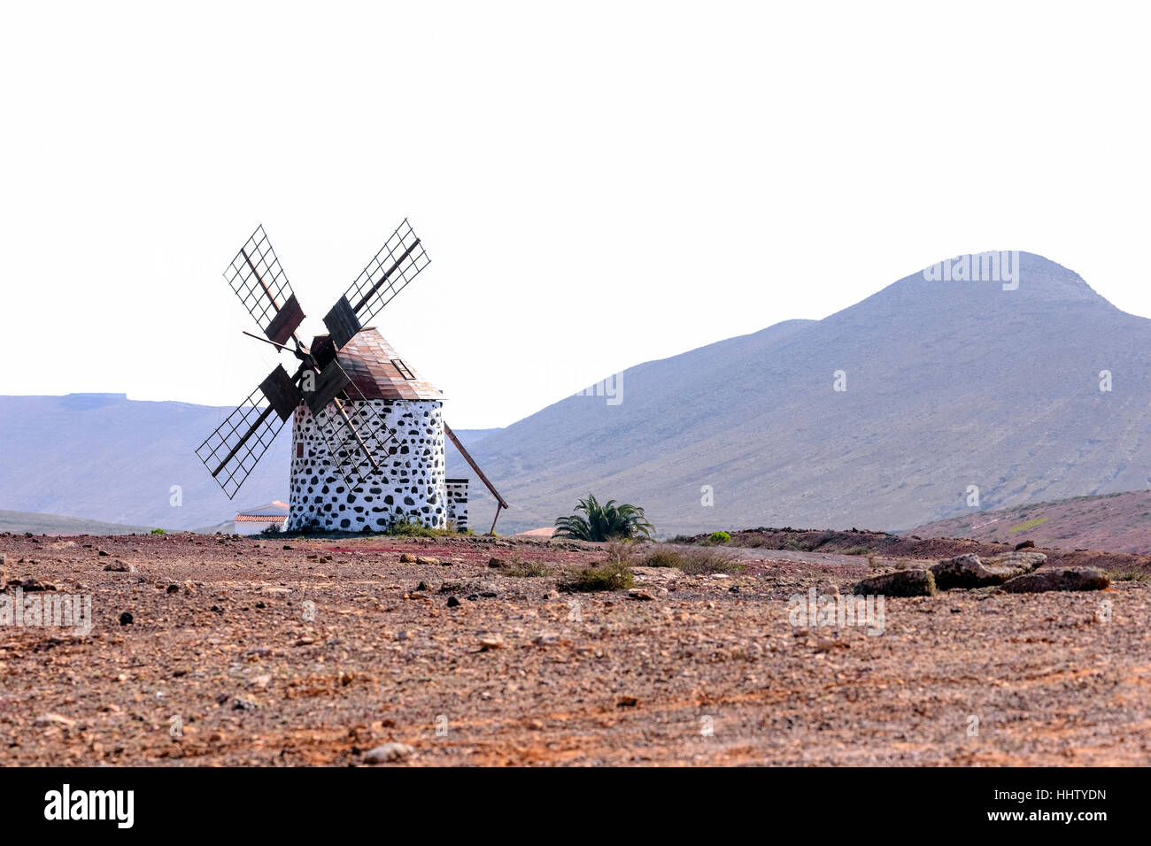windmill, Villaverde, Corralejo, Fuerteventura, Canary Islands, Spain Stock Photo