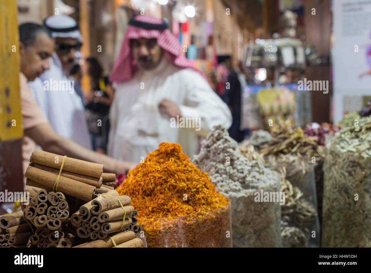 Dubai Spice Souk or the Old Souk is a traditional market in Dubai, United Arab Emirates (UAE), selling a variety - Stock Image