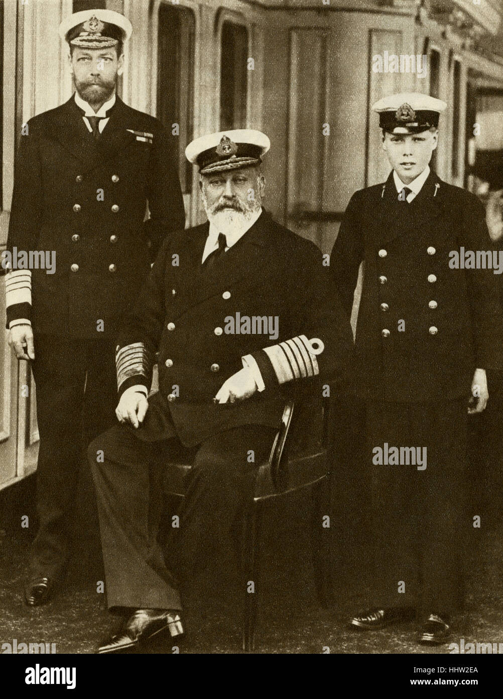 King Edward VII with his son V and his grandson the Prince of