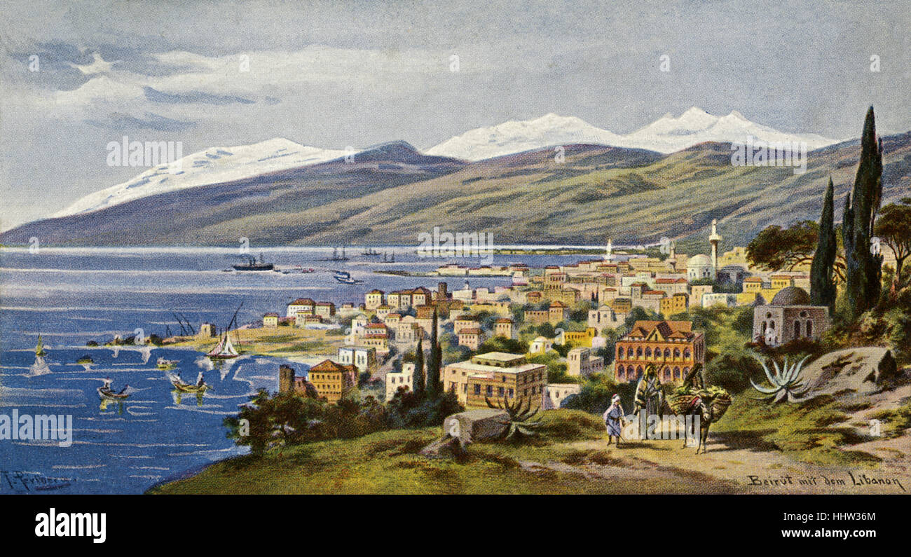 Beirut, Lebanon, early 20th century . Overlooking Mediterranean sea