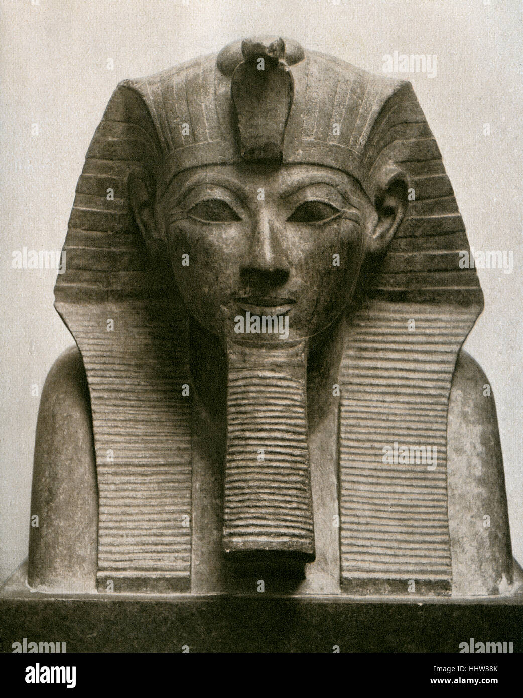 Sphinx of the Queen -  Hatsheput. (1507–1458 BC)  - fifth pharaoh of the eighteenth dynasty of Egypt. Cairo Museum Stock Photo