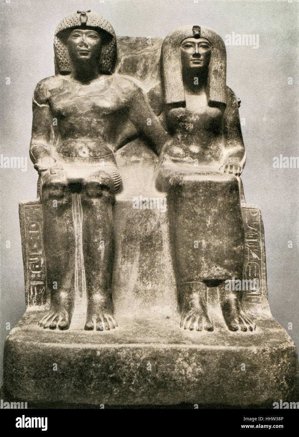 Thutmosis IV and his mother Queen  Tiaa. 8th Pharoah of 18th dynasty. Ruled in 14th century BCE Stock Photo