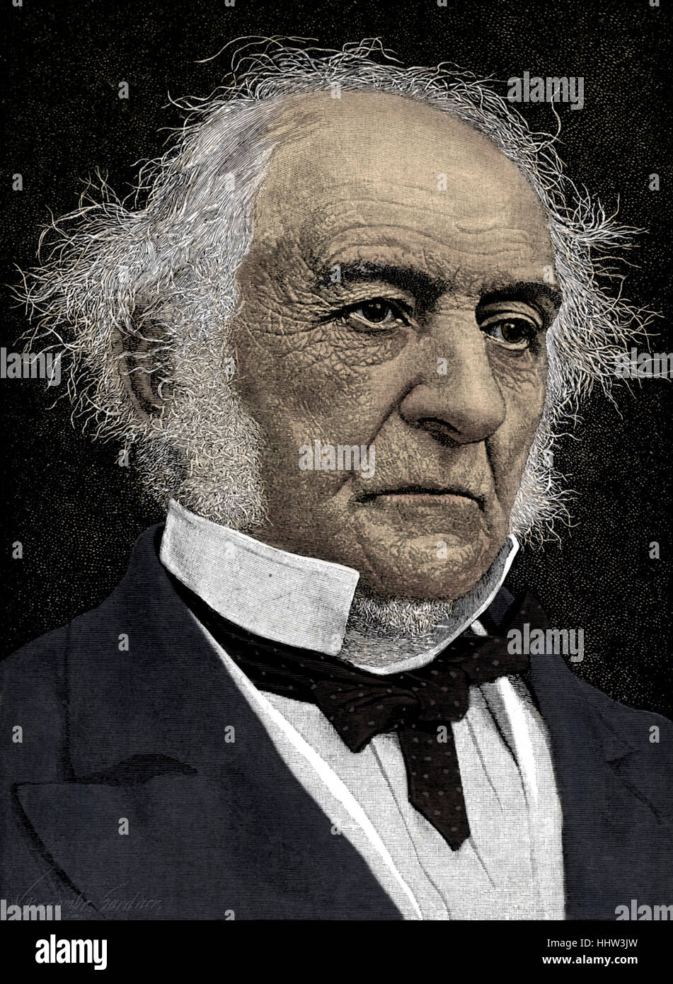 William Ewart Gladstone, engraving by W.Biscombe Gardner, from a photograph by S.A. Walker. WEG: British Liberal Party Stock Photo