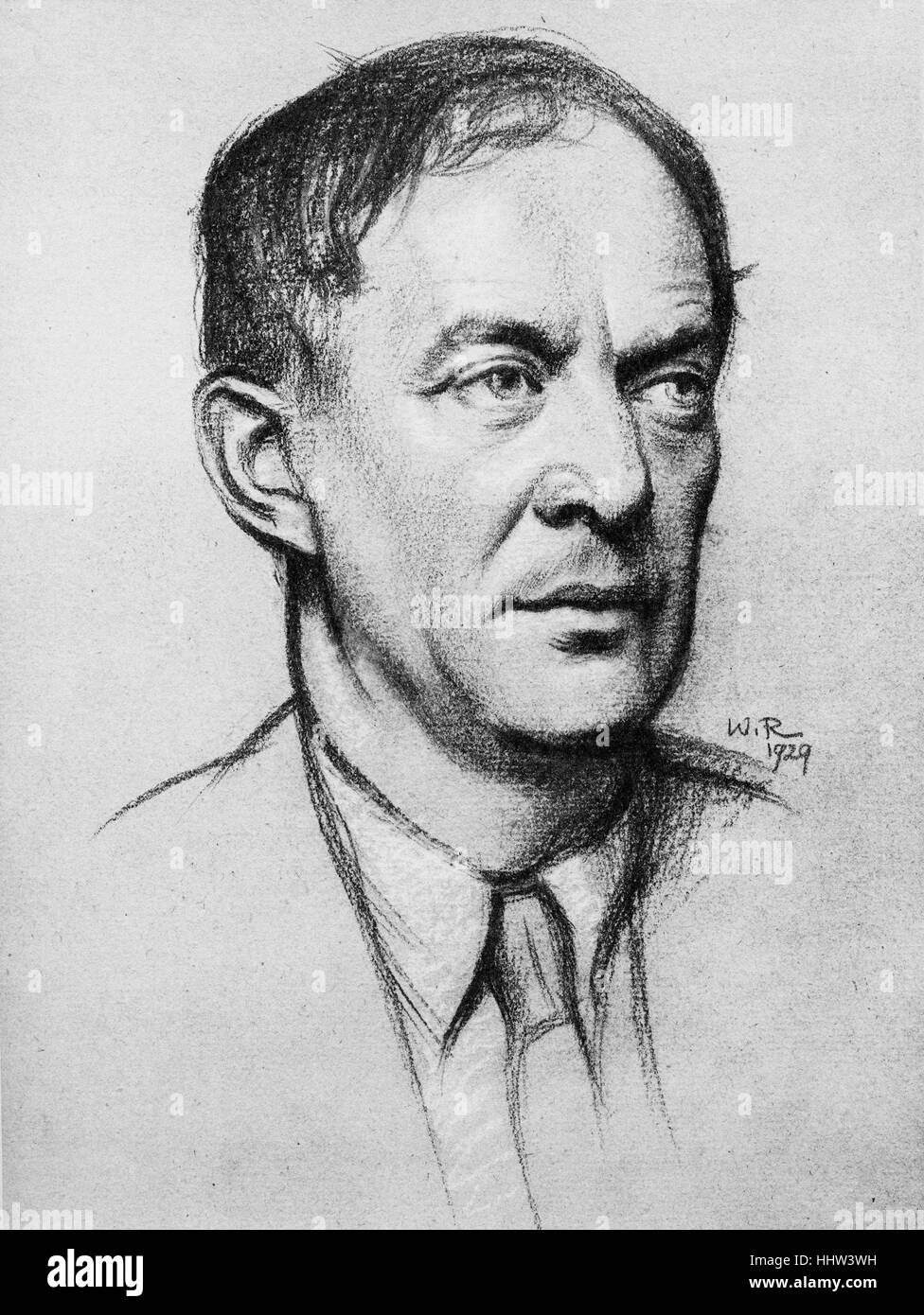 Walter de la Mare1929 -  English poet, short story writer, and novelist . 25 April 1873 – 22 June 1956. After a drawing by Stock Photo