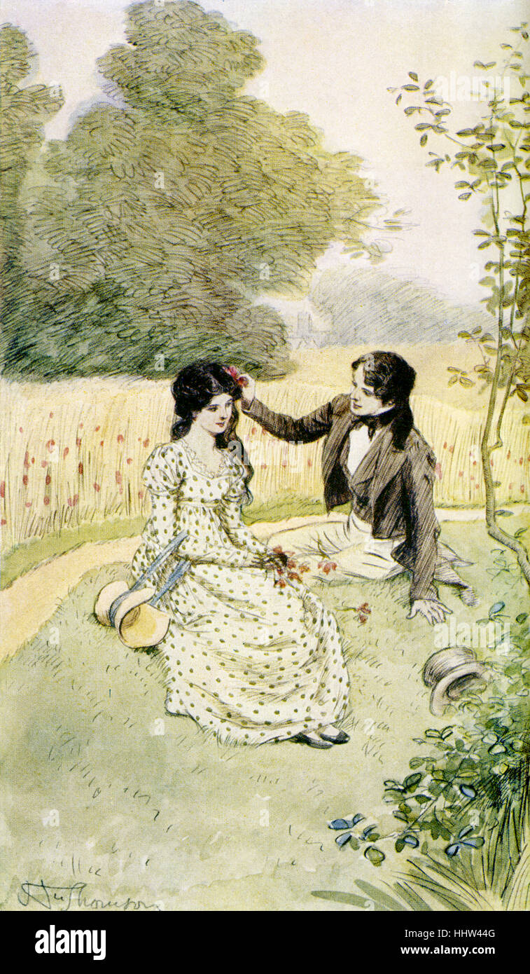 Scenes of Clerical Life by George Eliot.  Illustrations by Hugh Thomson. Caption reads: 'Dempster's courtship' Chapter 1 (based Stock Photo