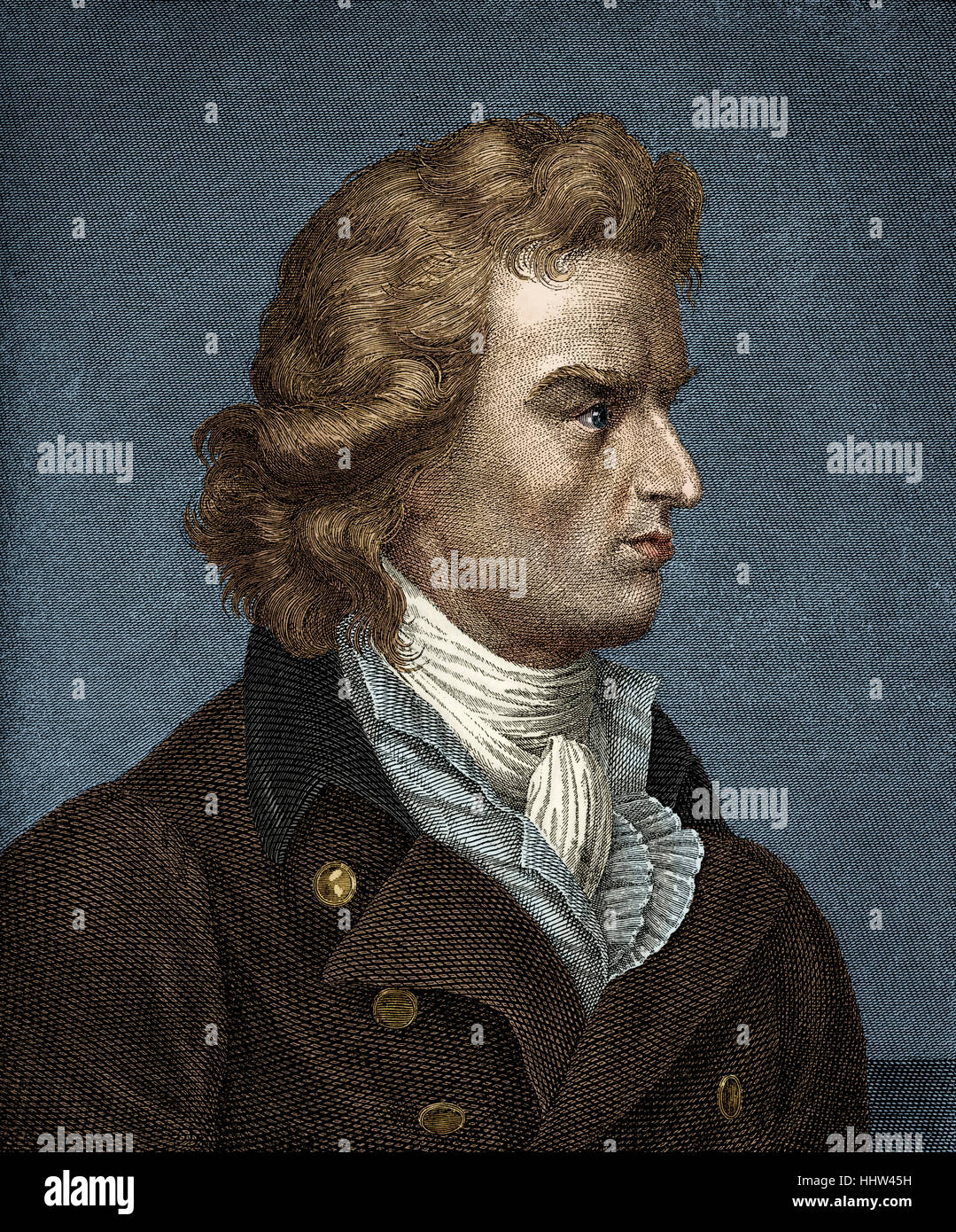 Friedrich von Schiller - portrait. German poet and dramatist 10 November 1759 - 9 May 1805.  Wrote 'Ode to Joy' (Beethoven 's Stock Photo