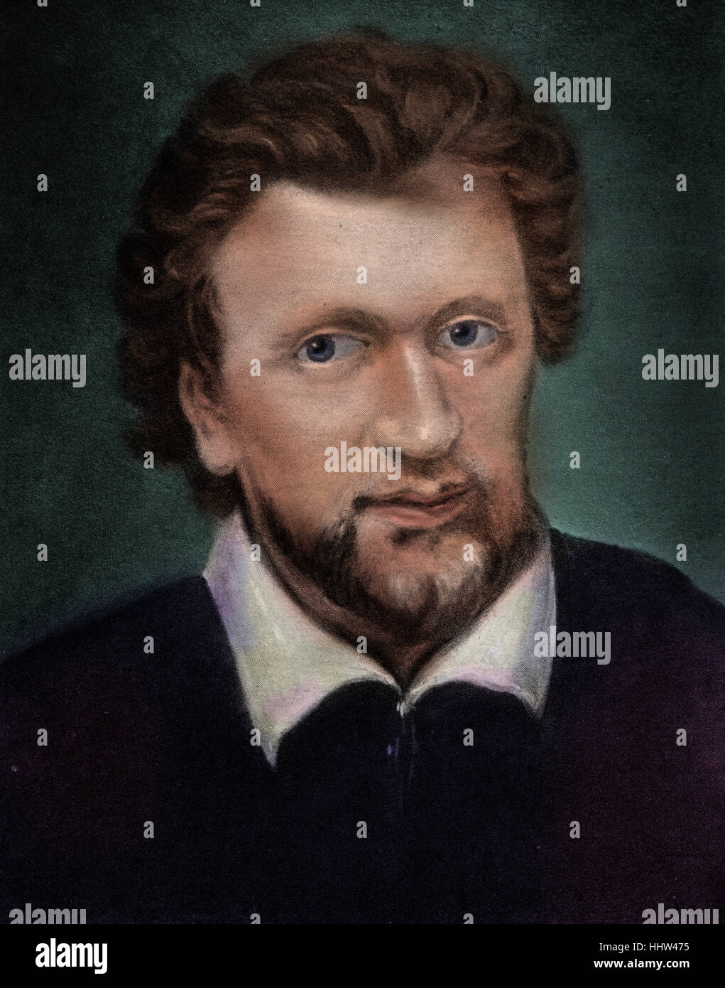 Ben Jonson, portrait. English playwright, poet, and literary critic, 11 June 1572 – 6 August 1637. After the portrait by Gerard Stock Photo