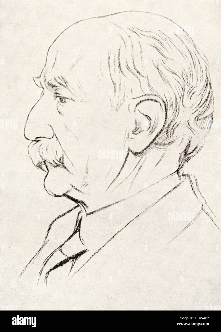 Thomas Hardy, portrait. English poet and novelist, 1840 - 1928. Drawing by W. Rothenstein, 1916.   born 29 January 1872- 1945. Stock Photo