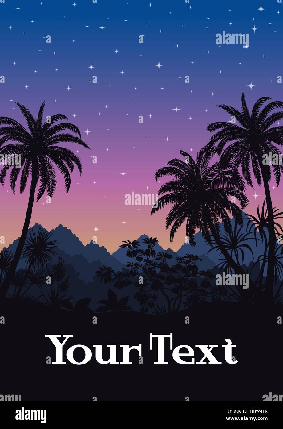 Tropical Sea Landscape with Palms and Ship Stock Vector Image & Art - Alamy